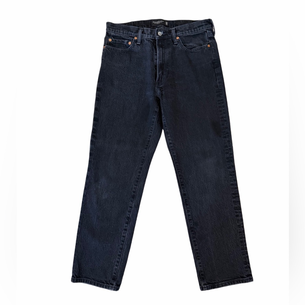 Abercrombie & Fitch Men's Faded Black Straight-Cut Jeans